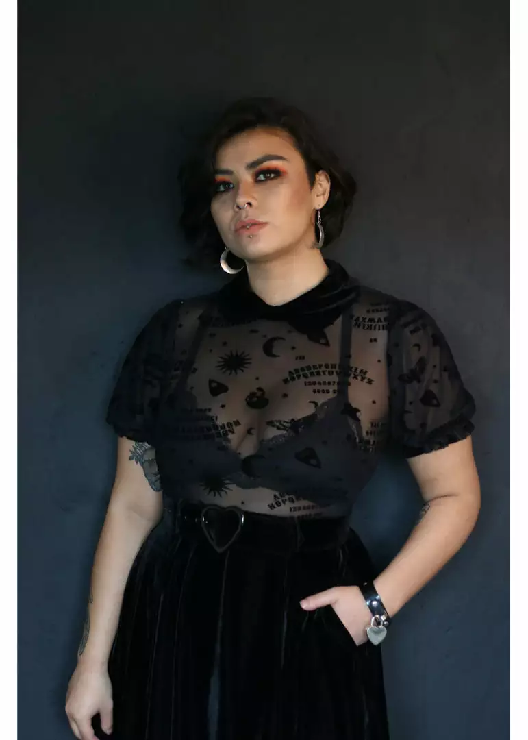 Collectif Ana Ouija Mesh 60's Skater Dress Black 6 Collectif Ana Ouija Mesh 60's Skater Dress Black