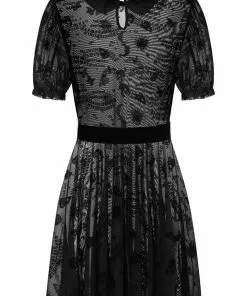 Collectif Ana Ouija Mesh 60's Skater Dress Black 12 Collectif Ana Ouija Mesh 60's Skater Dress Black