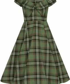New In Collectif Dolores Dales Check 50's Swing Dress Green