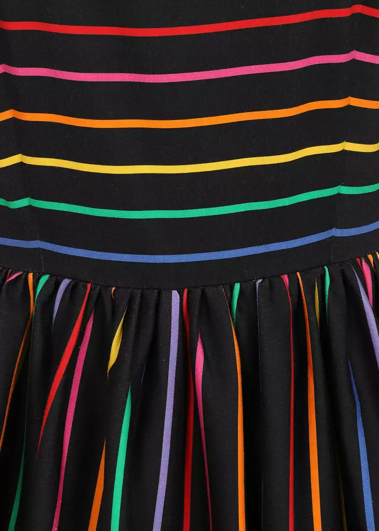 Collectif Amber-Lea Dark Rainbow 50's Swing Dress Multi New In 6 Collectif Amber-Lea Dark Rainbow 50's Swing Dress Multi New In