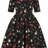New In Collectif Amber-Lea Witches Garden 50's Swing Dress Black