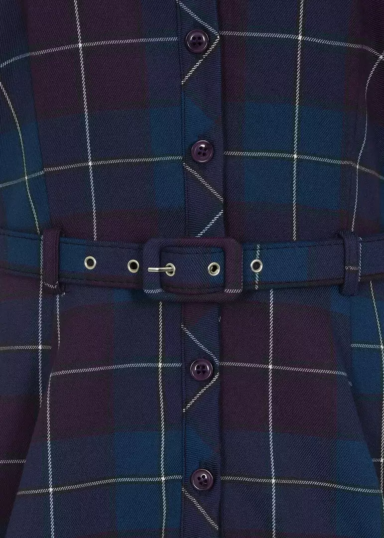 New In Collectif Caterina Mermaid Check 50's Swing Dress Teal 5 New In Collectif Caterina Mermaid Check 50's Swing Dress Teal