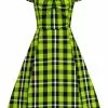 New In Collectif Mimi Frogs Breath Check 50's Swing Dress Green 2 New In Collectif Mimi Frogs Breath Check 50's Swing Dress Green