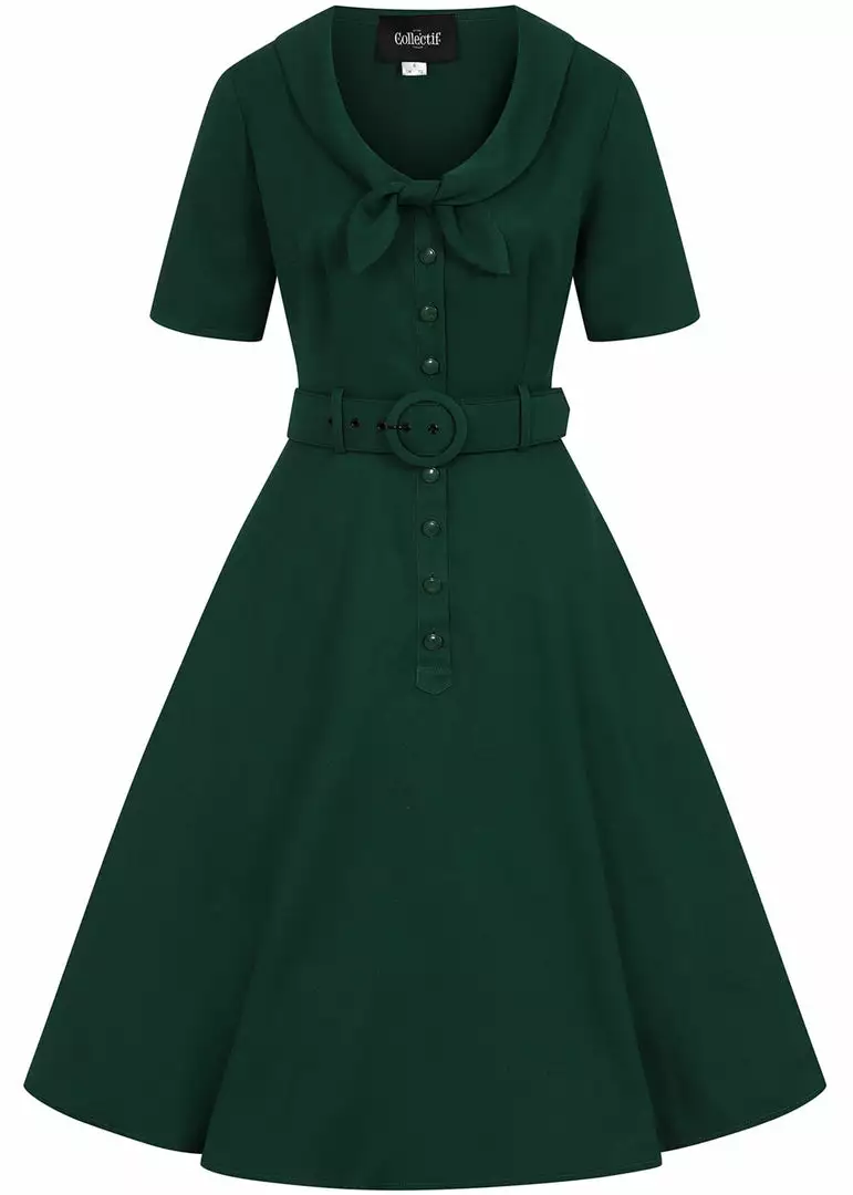 Collectif Ann Harrad 50's Swing Dress Green New In 3 Collectif Ann Harrad 50's Swing Dress Green New In