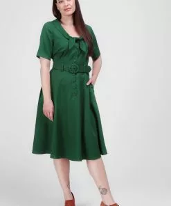 Collectif Ann Harrad 50's Swing Dress Green New In