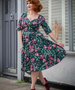 New In Collectif Trixie Escapist Floral 50's Swing Dress Multi