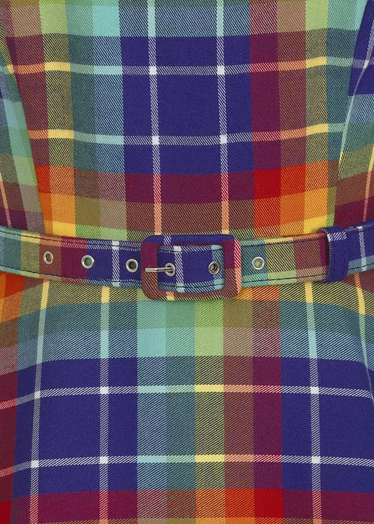 Collectif Suzanne Rainbow Check 50's Swing Dress Multi 5 Collectif Suzanne Rainbow Check 50's Swing Dress Multi