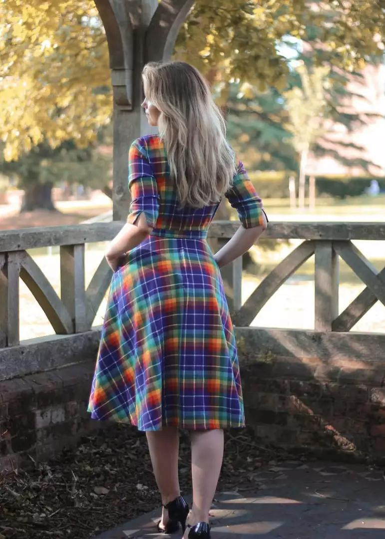 Collectif Suzanne Rainbow Check 50's Swing Dress Multi 7 Collectif Suzanne Rainbow Check 50's Swing Dress Multi