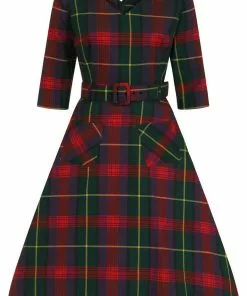 Collectif Cerere Etude Check 40's Swing Dress Multi New In