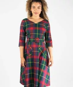 Collectif Cerere Etude Check 40's Swing Dress Multi New In
