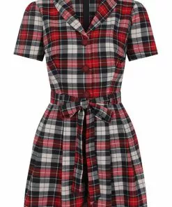 Collectif Hattie Sherwood Check 40's Playsuit Multicolour