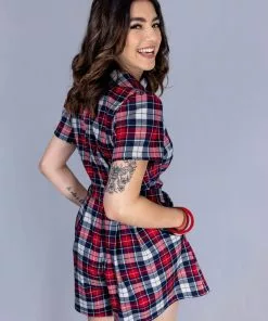 Collectif Hattie Sherwood Check 40's Playsuit Multicolour 15 Collectif Hattie Sherwood Check 40's Playsuit Multicolour