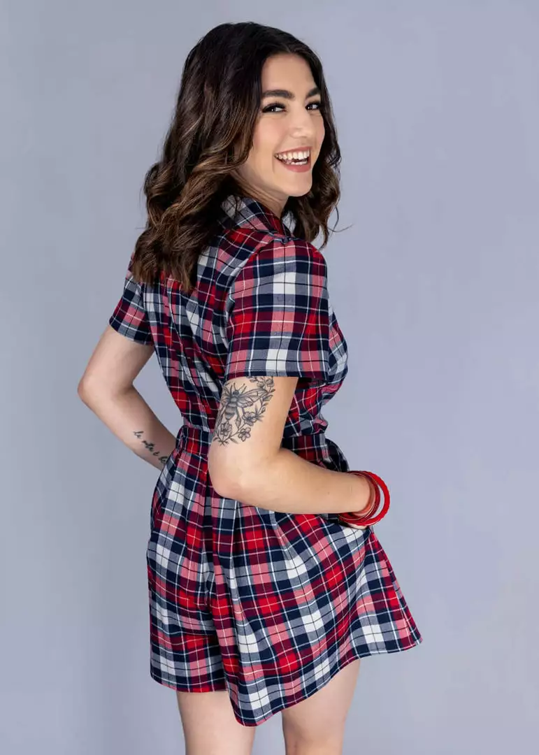 Collectif Hattie Sherwood Check 40's Playsuit Multicolour 8 Collectif Hattie Sherwood Check 40's Playsuit Multicolour