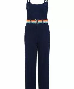 Collectif Iris Rainbow Denim Dungarees Blue New In