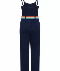 Collectif Iris Rainbow Denim Dungarees Blue New In 8 Collectif Iris Rainbow Denim Dungarees Blue New In