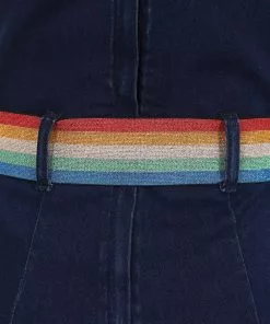 Collectif Iris Rainbow Denim Dungarees Blue New In 9 Collectif Iris Rainbow Denim Dungarees Blue New In