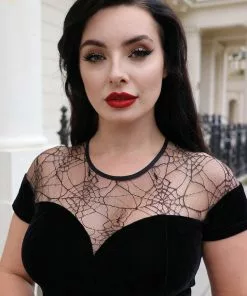 Collectif Arca Dark Queen Spider 50's Maxi Dress Black New In