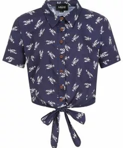 Collectif Sammy Lobster 40's Blouse Navy