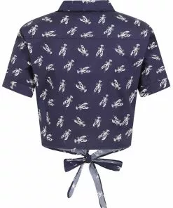 Collectif Sammy Lobster 40's Blouse Navy 10 Collectif Sammy Lobster 40's Blouse Navy