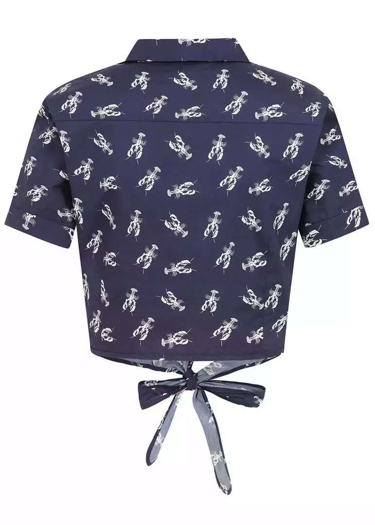 Collectif Sammy Lobster 40's Blouse Navy 6 Collectif Sammy Lobster 40's Blouse Navy