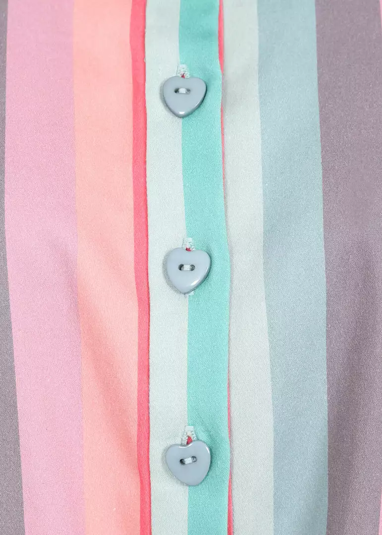 Collectif Sammy Dreamy Rainbow Stripe 50's Blouse Top Multi New In 5 Collectif Sammy Dreamy Rainbow Stripe 50's Blouse Top Multi New In