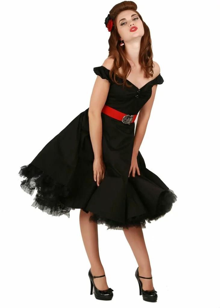 Collectif Dolores Classic 50's Swing Dress Black 6 Collectif Dolores Classic 50's Swing Dress Black