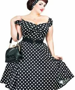 Collectif Dolores Polkadot Swing 50's Dress Black New In