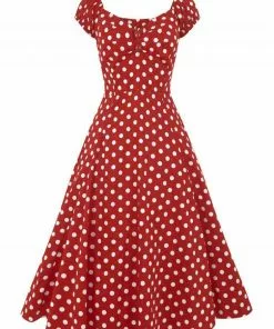 Collectif Dolores Polkadot 50's Swing Dress Red New In
