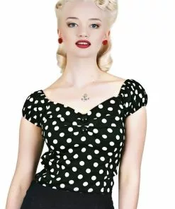 Collectif Dolores Polkadot 50's Top Black White New In