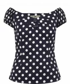 Collectif Dolores Polkadot 50's Top Black White New In