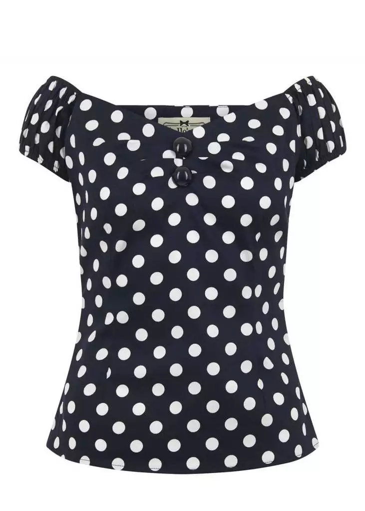 Collectif Dolores Polkadot 50's Top Black White New In 4 Collectif Dolores Polkadot 50's Top Black White New In