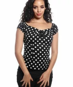 Collectif Dolores Polkadot 50's Top Black White New In 10 Collectif Dolores Polkadot 50's Top Black White New In