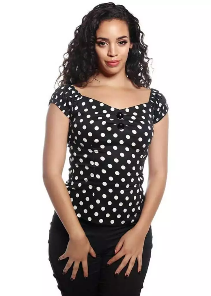 Collectif Dolores Polkadot 50's Top Black White New In 6 Collectif Dolores Polkadot 50's Top Black White New In