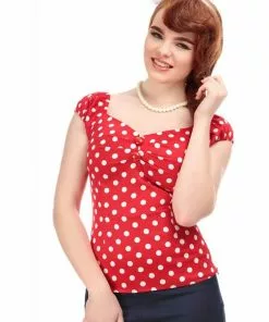 New In Collectif Dolores Polkadot 50's Top Red 7 New In Collectif Dolores Polkadot 50's Top Red