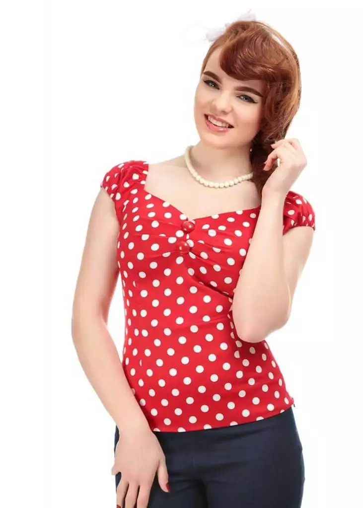 New In Collectif Dolores Polkadot 50's Top Red 4 New In Collectif Dolores Polkadot 50's Top Red