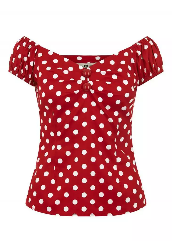 New In Collectif Dolores Polkadot 50's Top Red 3 New In Collectif Dolores Polkadot 50's Top Red