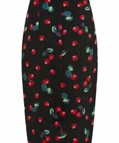 New In Collectif Fiona 50's Cherry Pencil Skirt Black Red Multi 8 New In Collectif Fiona 50's Cherry Pencil Skirt Black Red Multi