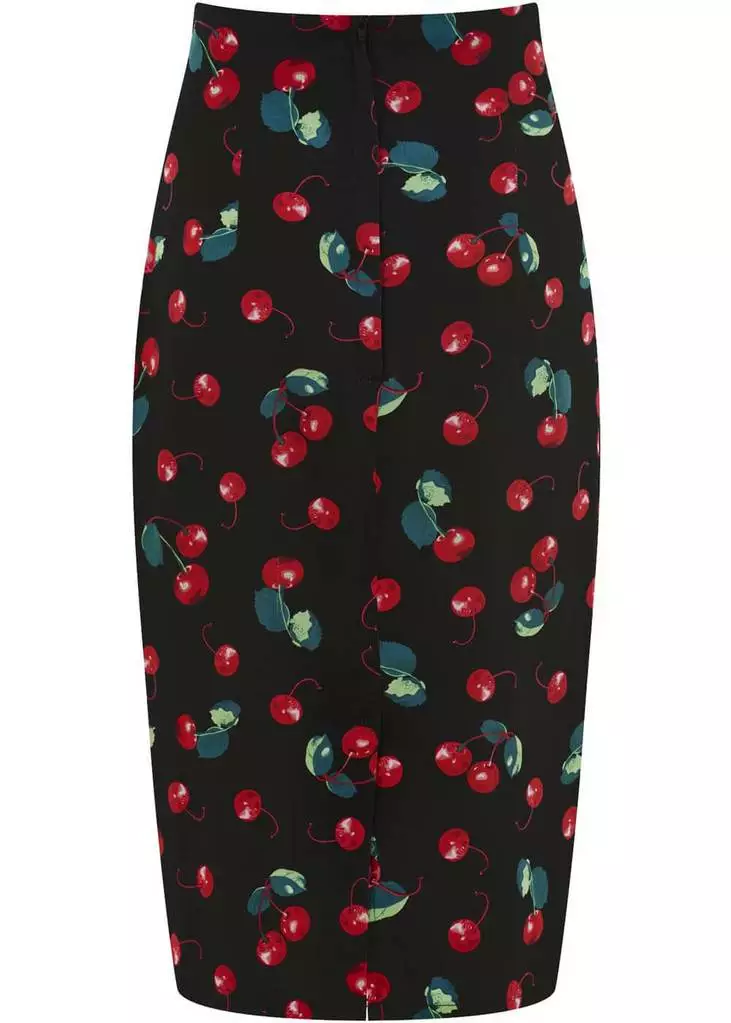 New In Collectif Fiona 50's Cherry Pencil Skirt Black Red Multi 5 New In Collectif Fiona 50's Cherry Pencil Skirt Black Red Multi