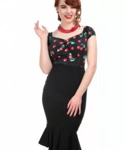 Collectif Dolores 50's Cherry Top Black New In