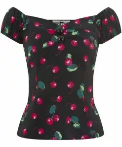 Collectif Dolores 50's Cherry Top Black New In