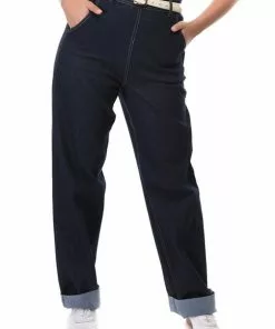 Collectif Siobhan Denim 50's Jeans Navy Blue