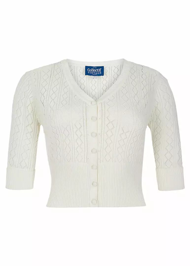 New In Collectif Linda 40's Cardigan Ivory 3 New In Collectif Linda 40's Cardigan Ivory