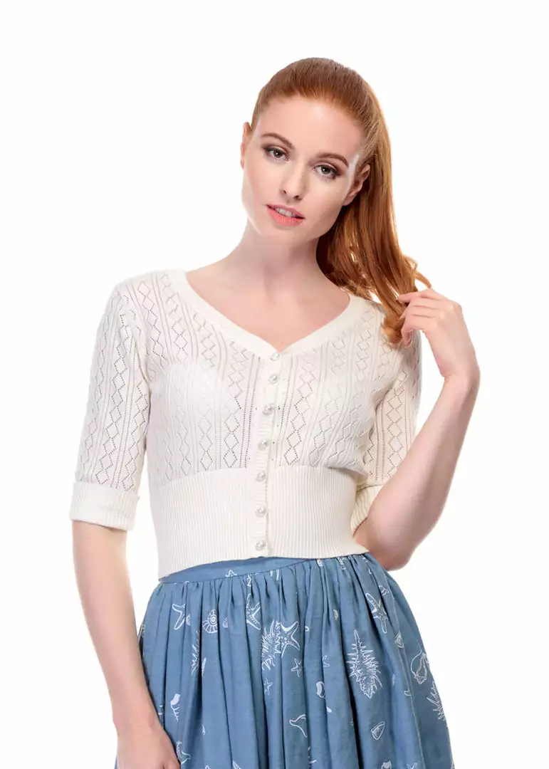 New In Collectif Linda 40's Cardigan Ivory 7 New In Collectif Linda 40's Cardigan Ivory