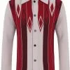 Collectif Men Luca Diamond Long Sleeve 60's Cardigan Red New In