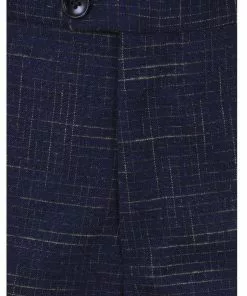 Collectif Men Bobbie Crosshatch Trousers Navy New In