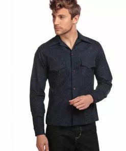 New In Collectif Men Adam Crosshatch Shirt Navy