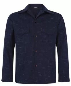 New In Collectif Men Adam Crosshatch Shirt Navy