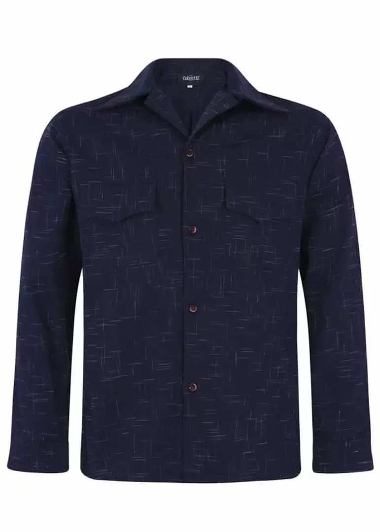 New In Collectif Men Adam Crosshatch Shirt Navy 4 New In Collectif Men Adam Crosshatch Shirt Navy