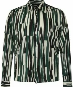 New In Collectif Mens Tiago Abstract 50's Shirt Black Green