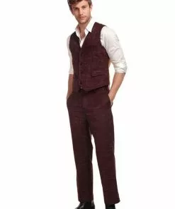 Collectif Men Max Crosshatch Waistcoat Burgundy 12 Collectif Men Max Crosshatch Waistcoat Burgundy